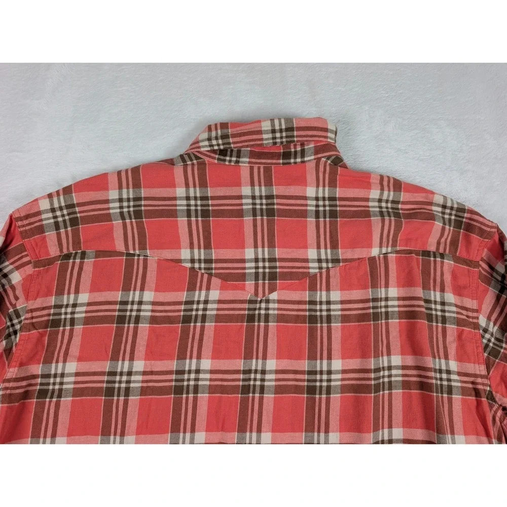 Levi's Flannel Pearl Snap Shirt Mens‎ XL Coral Brown Plaid Long Sleeve NWT